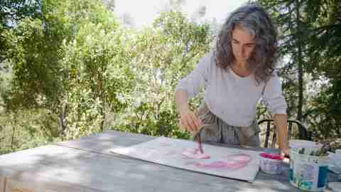 Women artist with adhd, painting